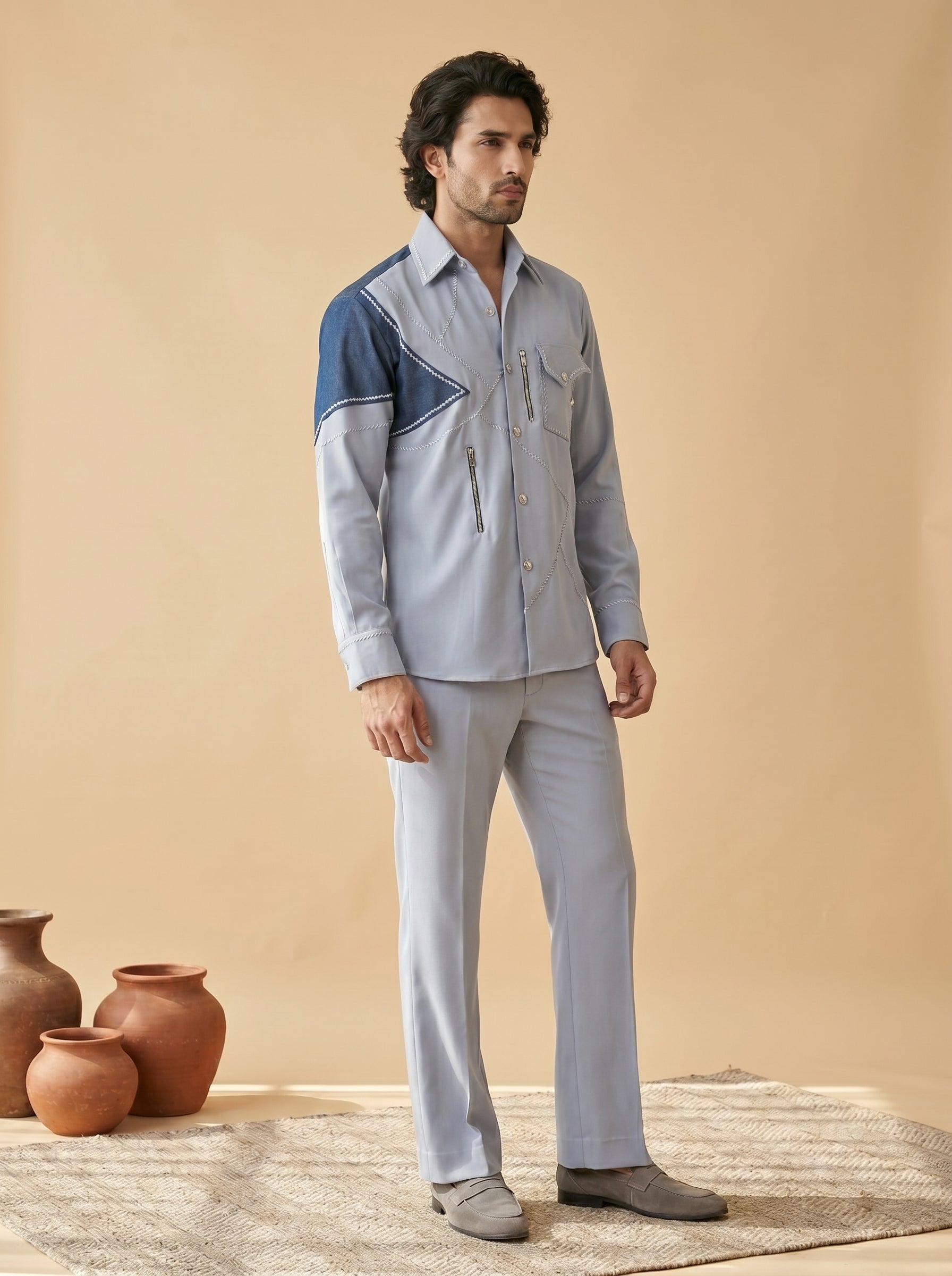 Patch work designer shirts with same pants