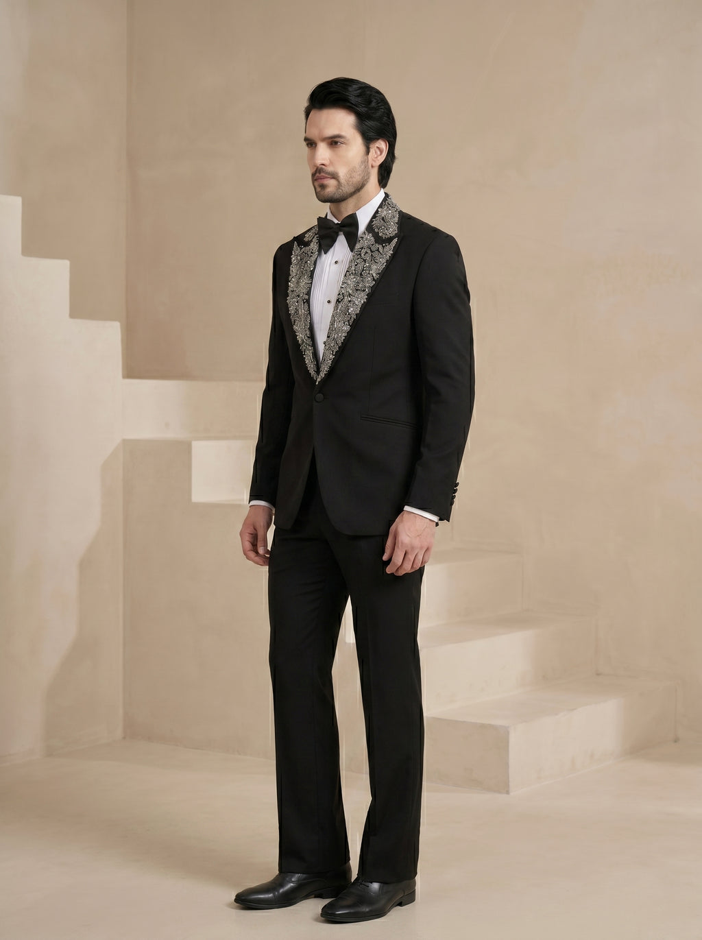 Black Japanese Hand Embroidered Tuxedo