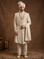 Silk Sherwani With Hand Embroidery
