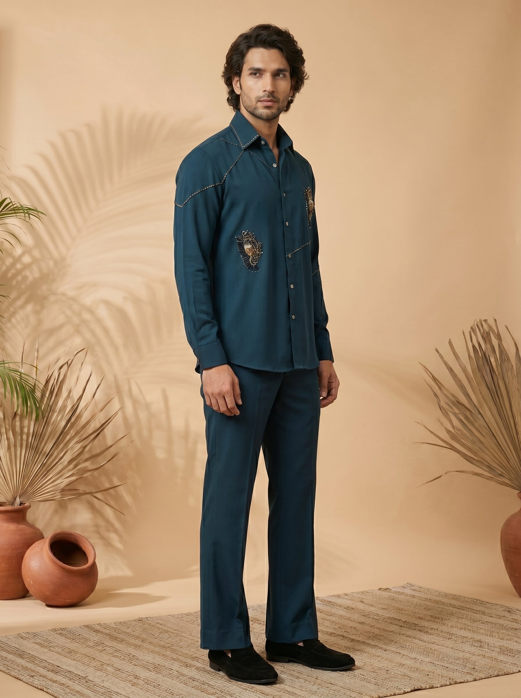 Hand Embroidered designer shirts with same pants (SH-NU01)