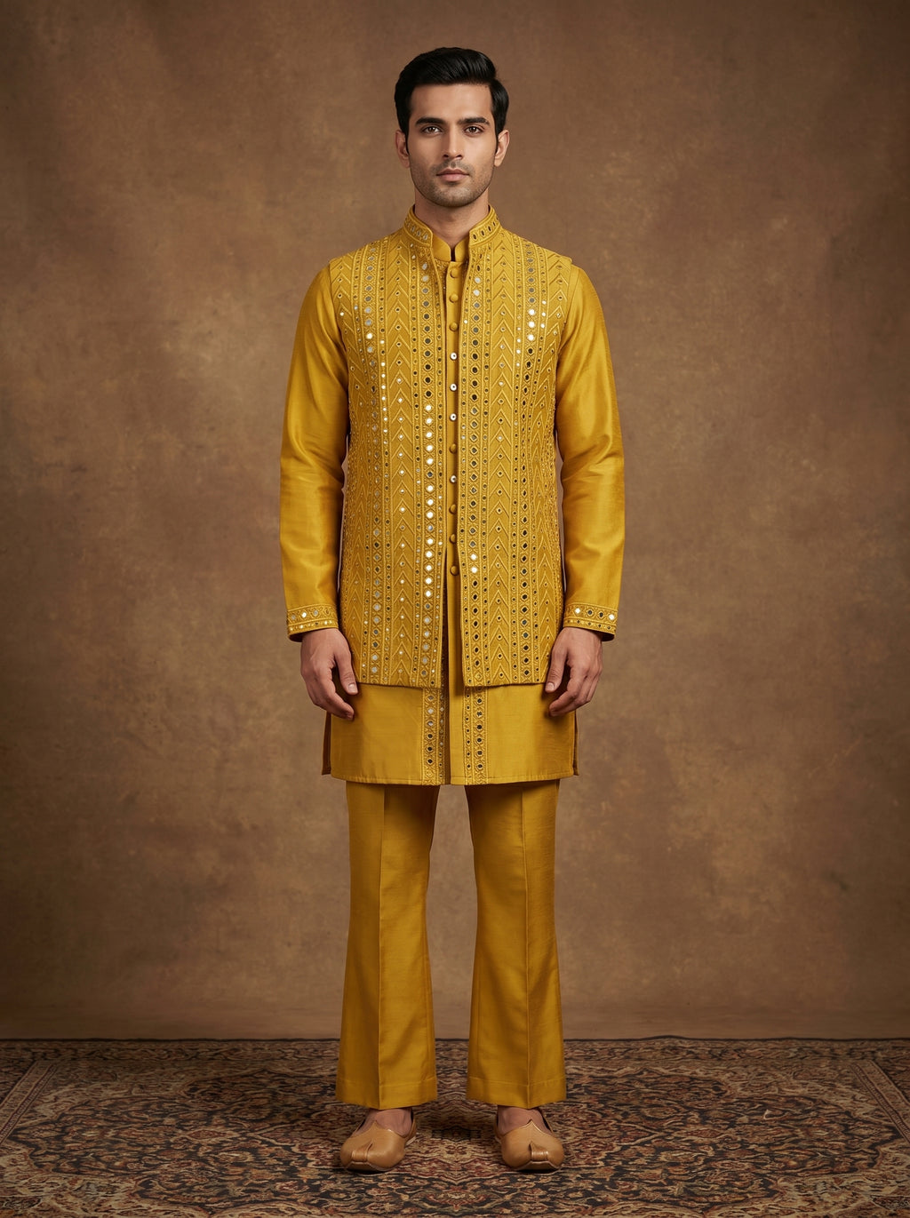 Silk Kurta Pajama Waistcoat Set
