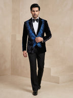 Black Velvet Hand Print Tuxedo