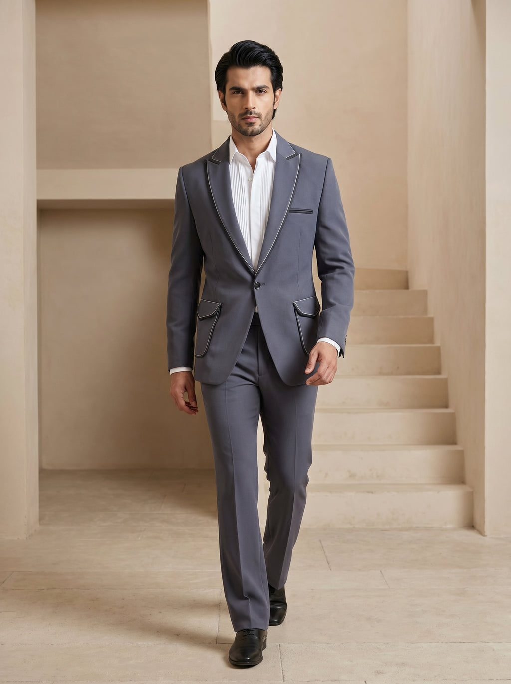 Grey Japanese Patch Pocket Suit