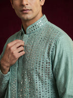 Silk Mirror Embroidered Kurta Pajama