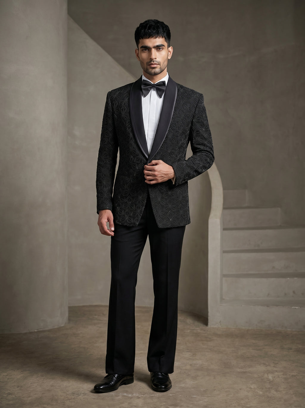 Black Japanese Hand Embroidered Tuxedo