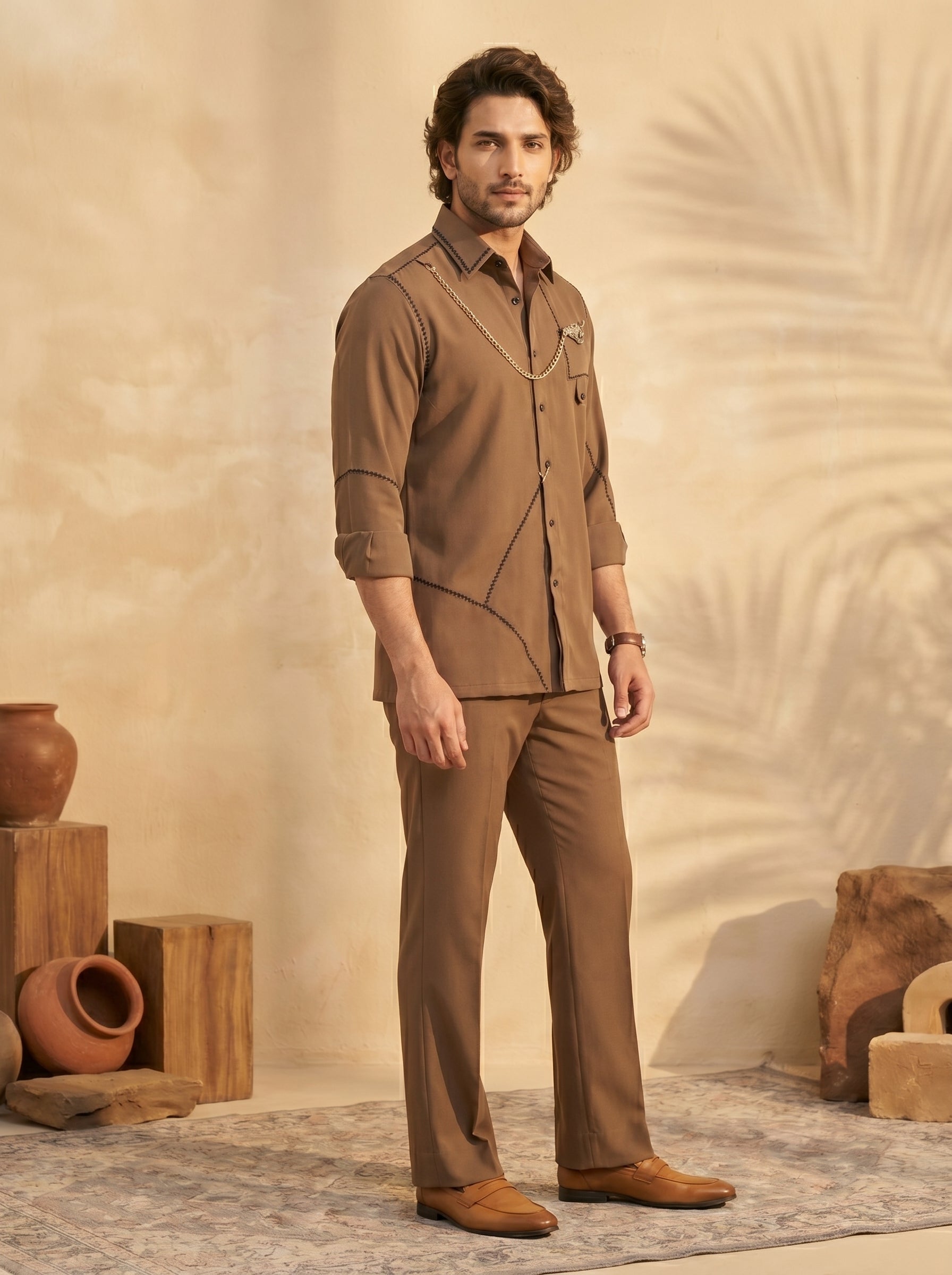 Hand embroidered designer shirts with same pants (SH-NU09)