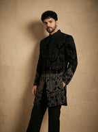 Indo Western with black and silver embroidery in ombre