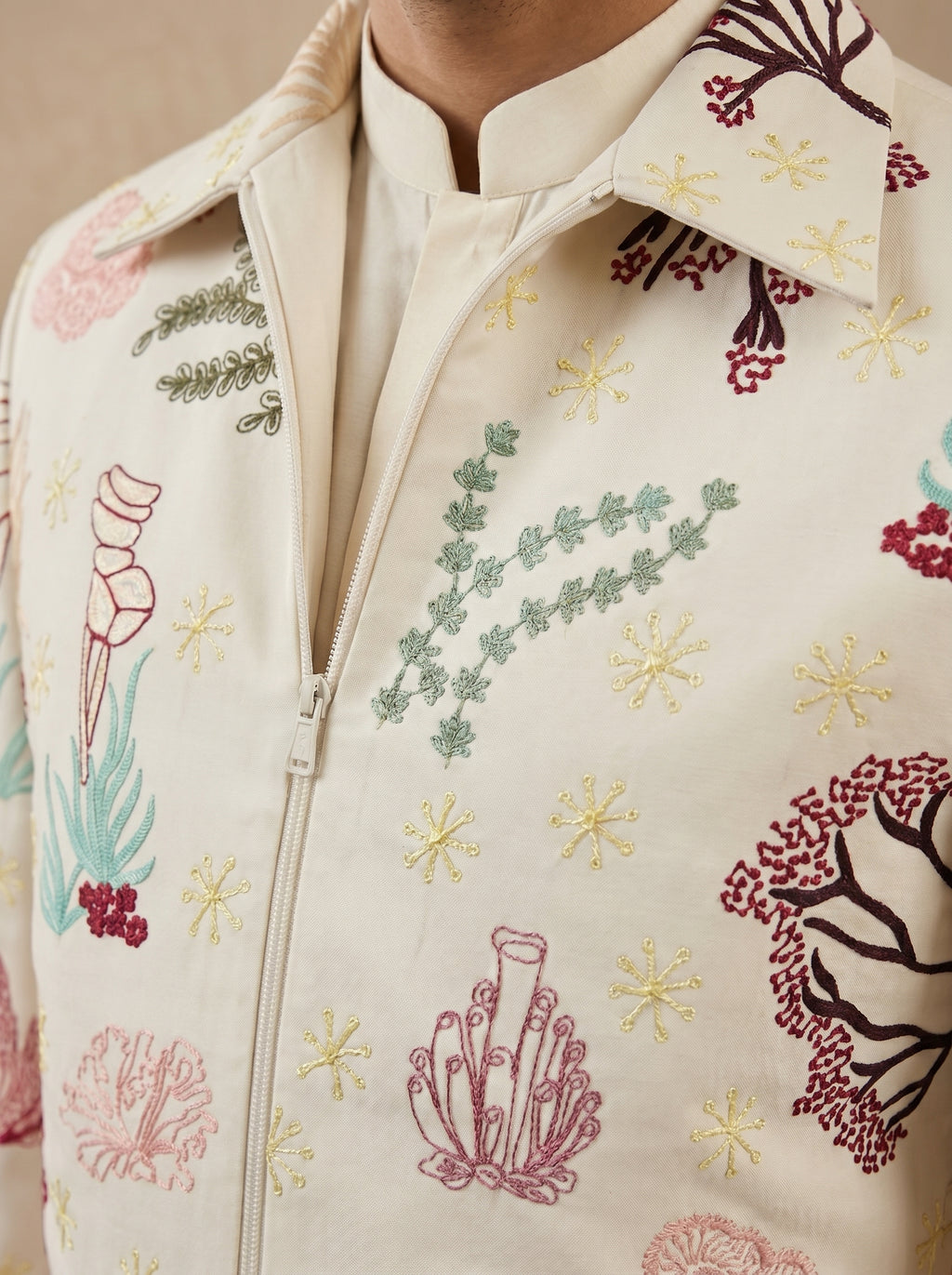Japanese Shacket with Multi Color Thread Work