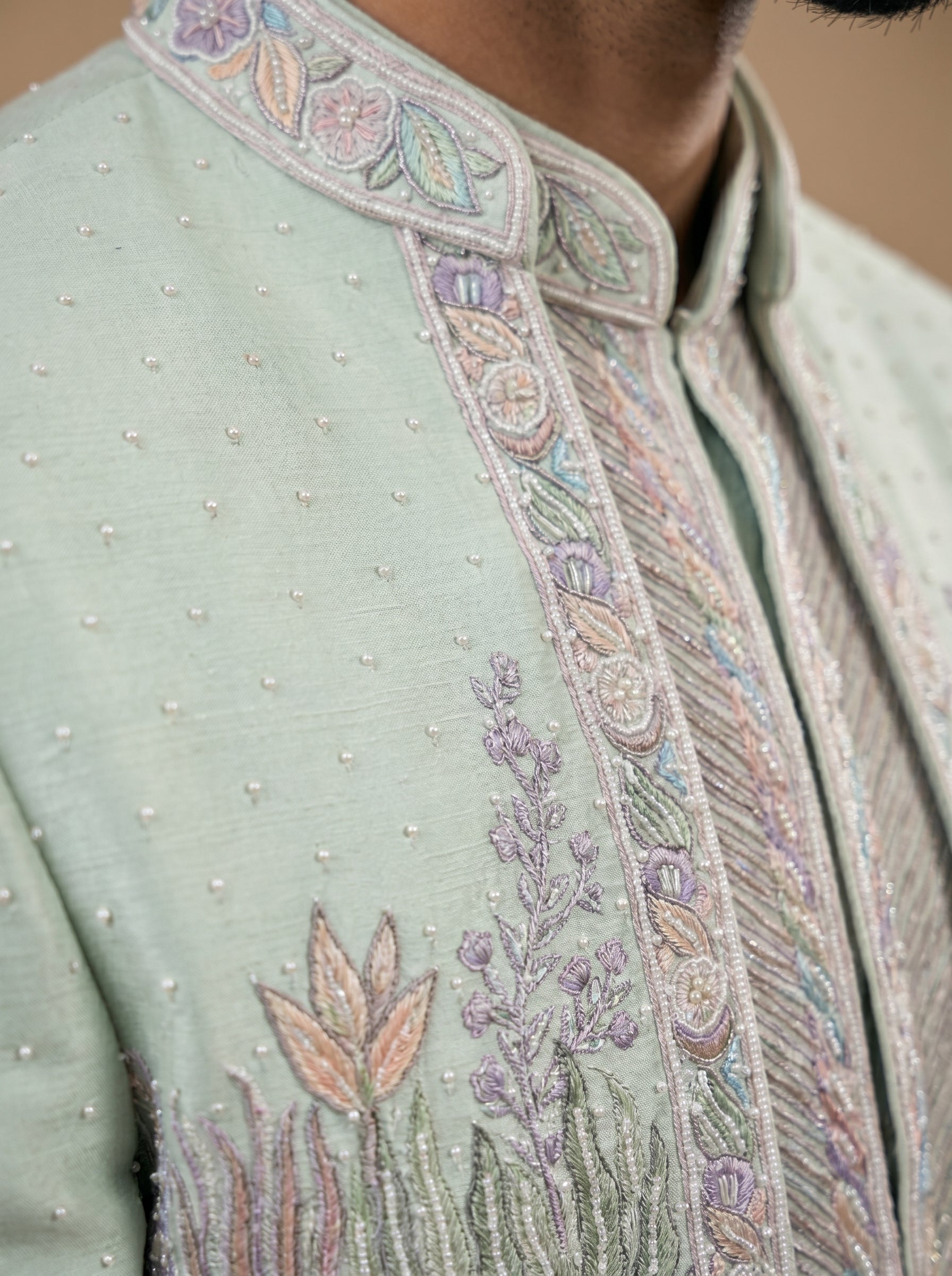Silk Multicolor Hand Embroidery Carnival Indo Western
