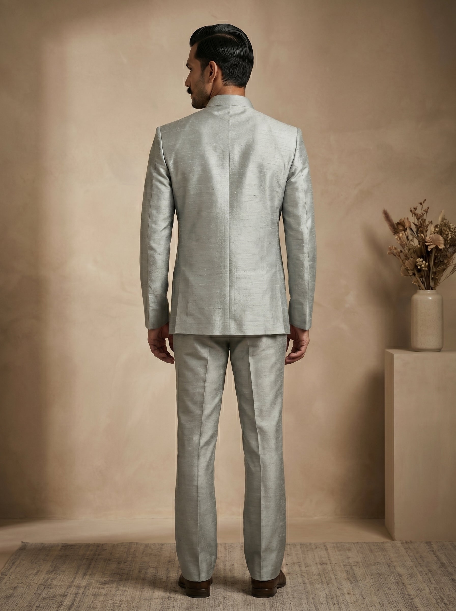 Raw silk hand embroidered bandgala
