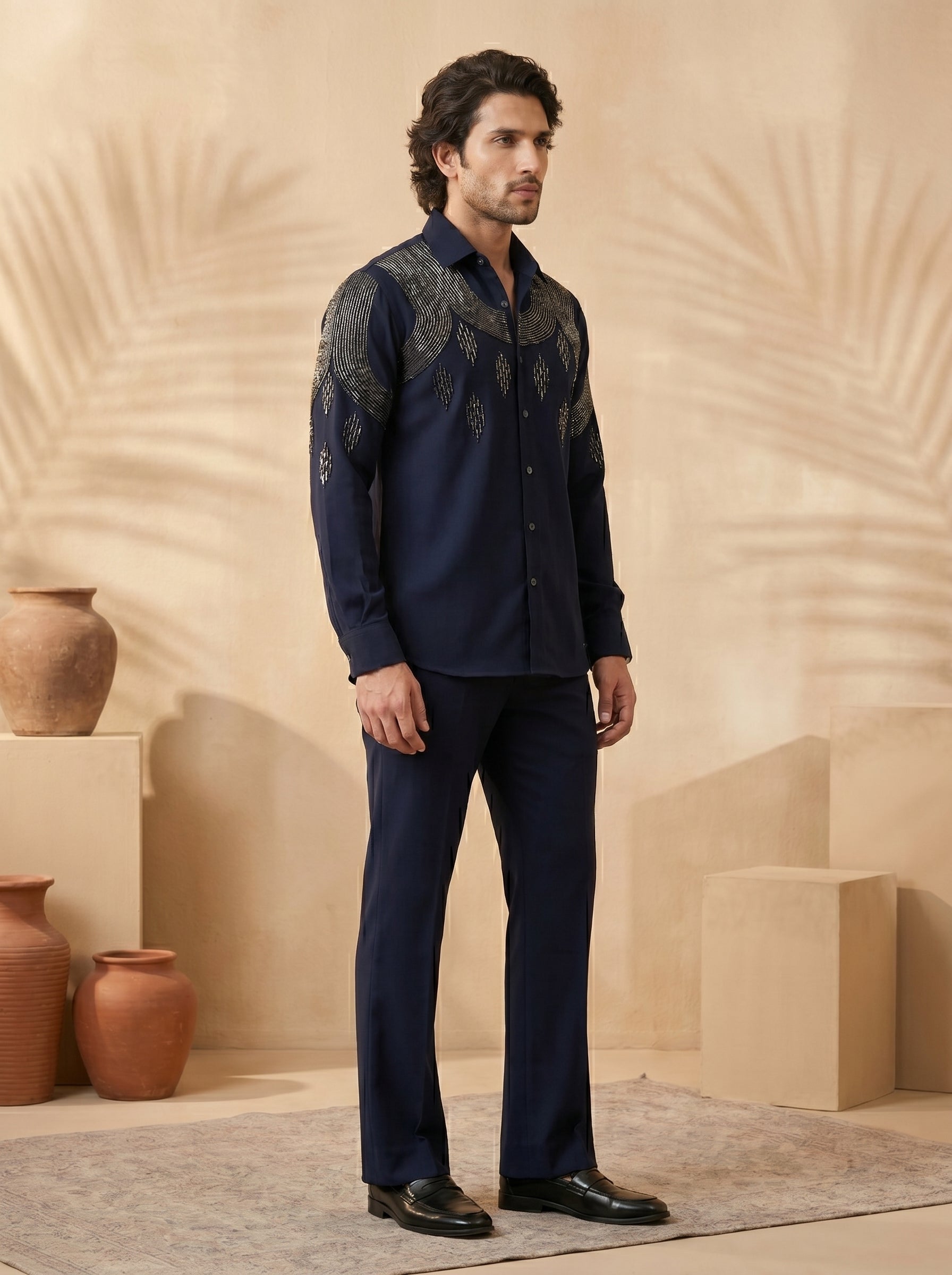 Hand embroidered designer shirts with same pants (SH-NU08)