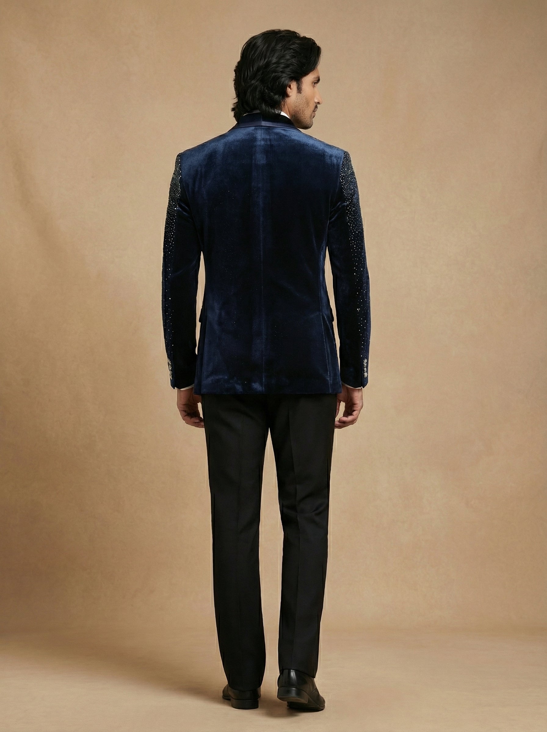 Velvet hand embroidered tuxedo