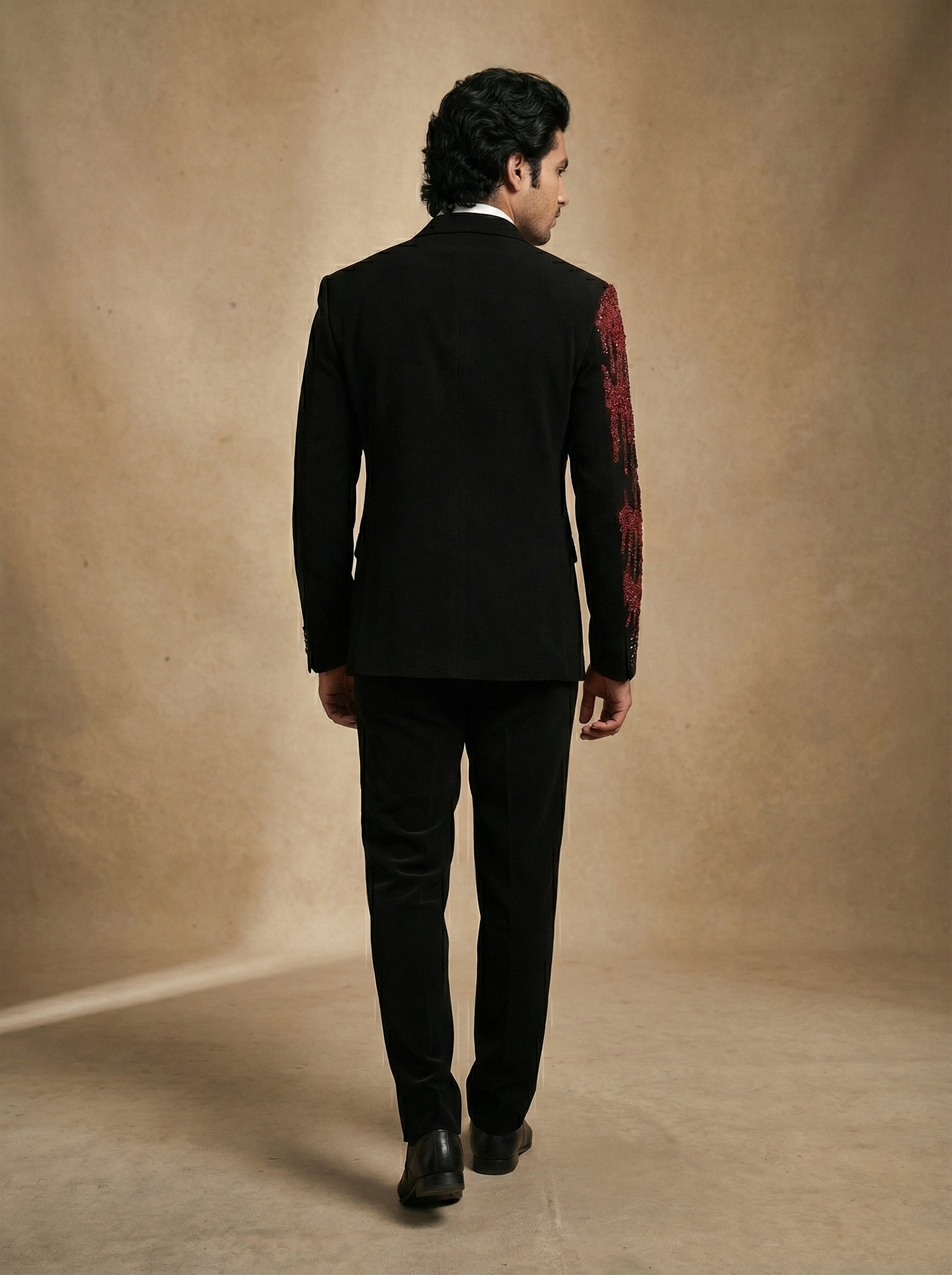 Black Japanese hand embroidered tuxedo