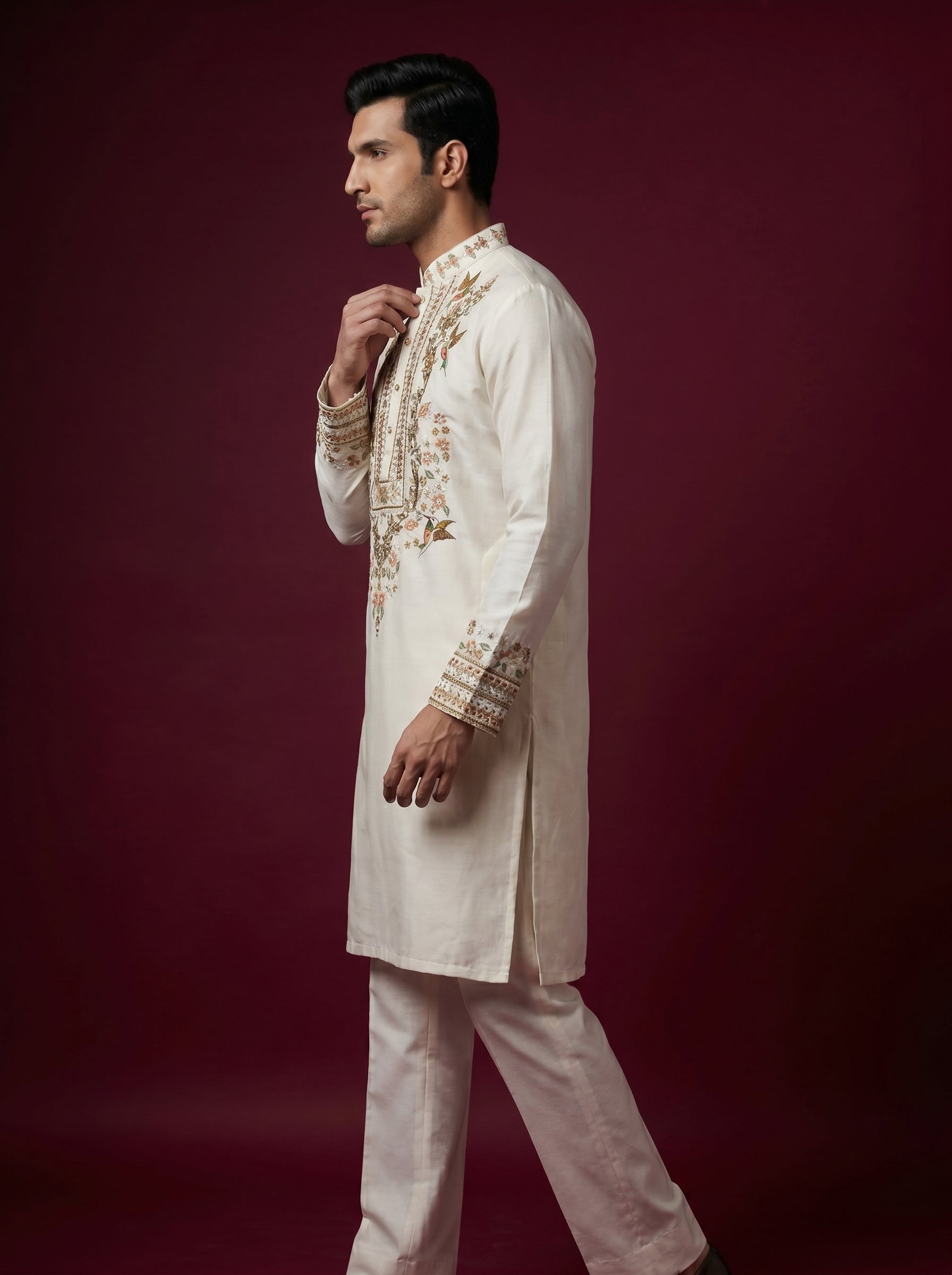 Japanese Hand Embroidered Kurta Pajama