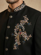 Black japanese hand embroidered jodhpuri