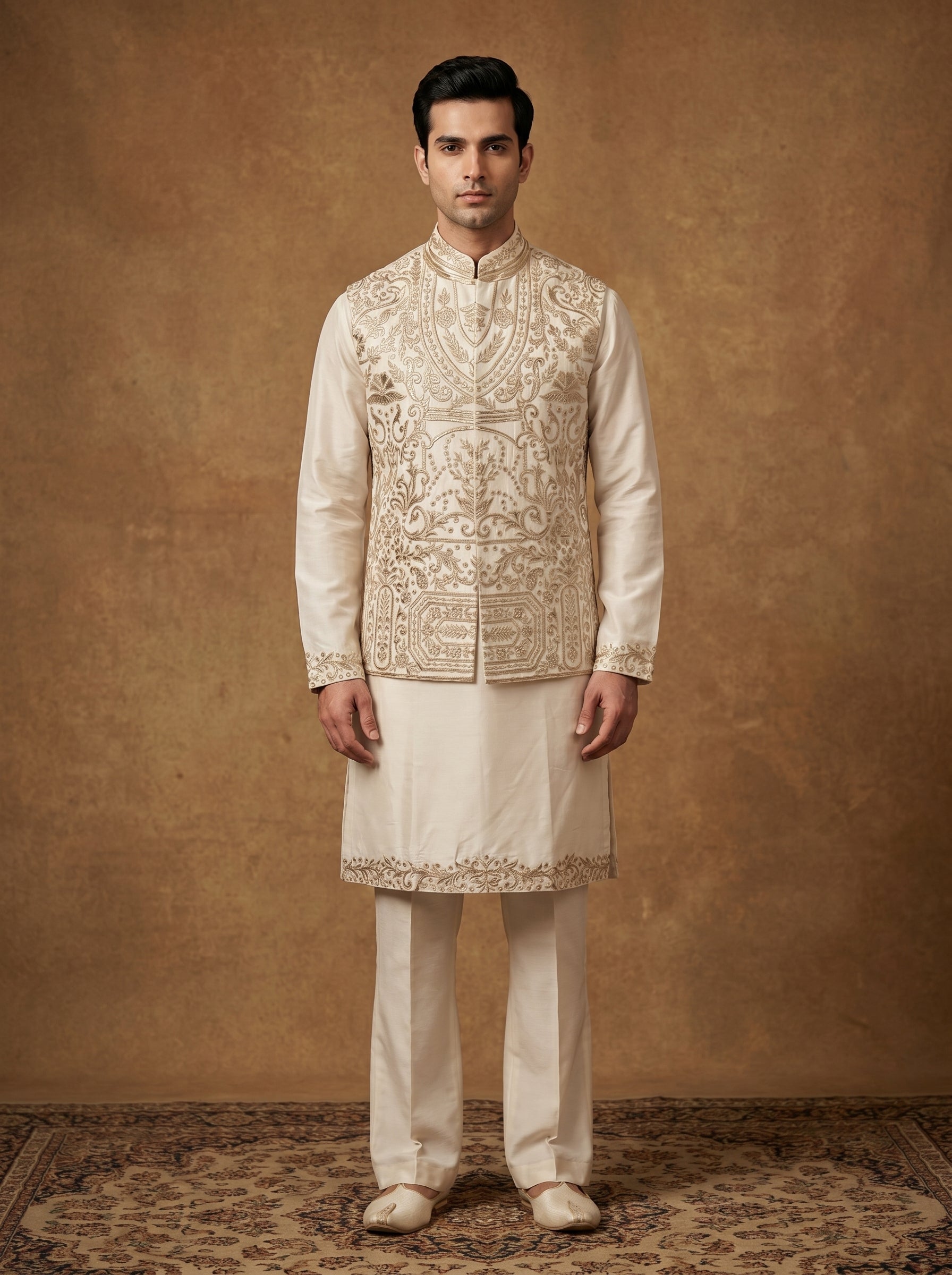 Silk Kurta Pajama Waistcoat Set