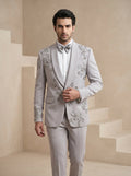 Grey Japanese Hand Embroidered Tuxedo
