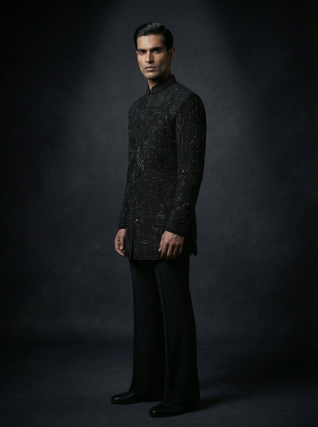Black Jodhpuri with full hand embroidery