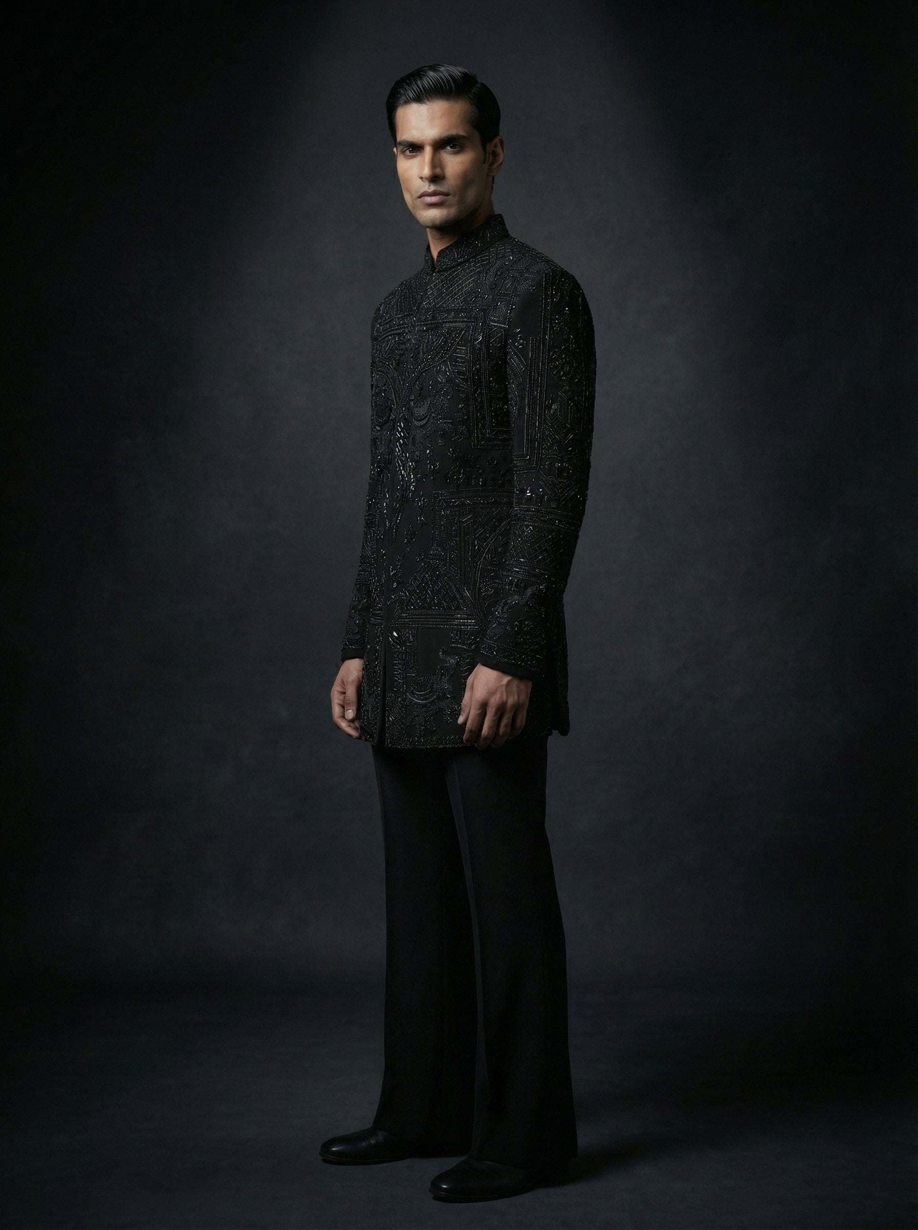 Black Jodhpuri with full hand embroidery