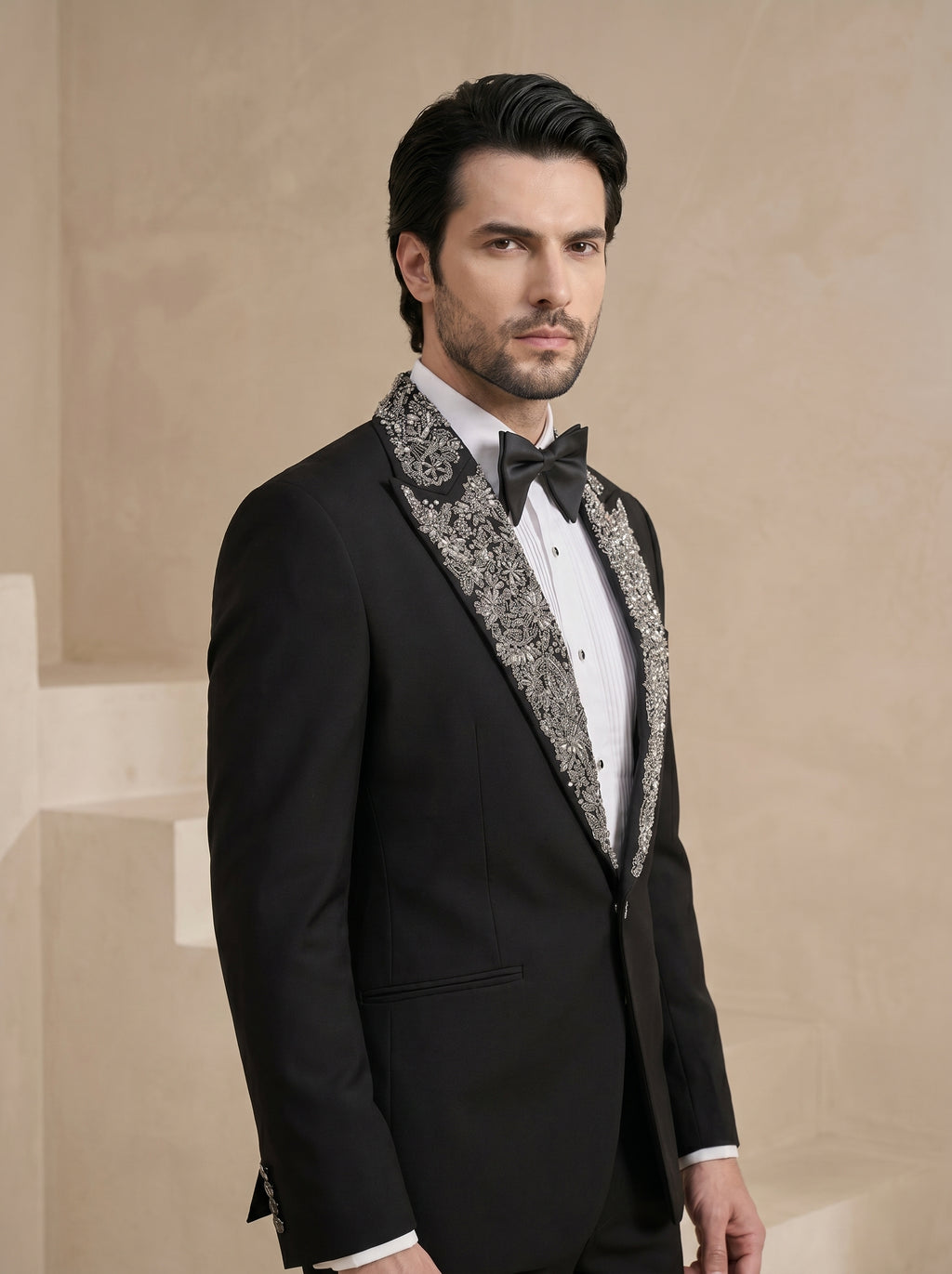 Black Japanese Hand Embroidered Tuxedo