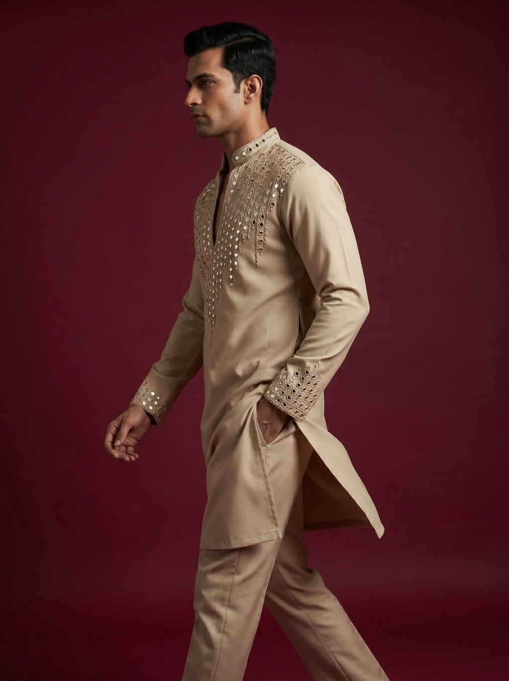 Japanese Hand Embroidered Kurta Pajama
