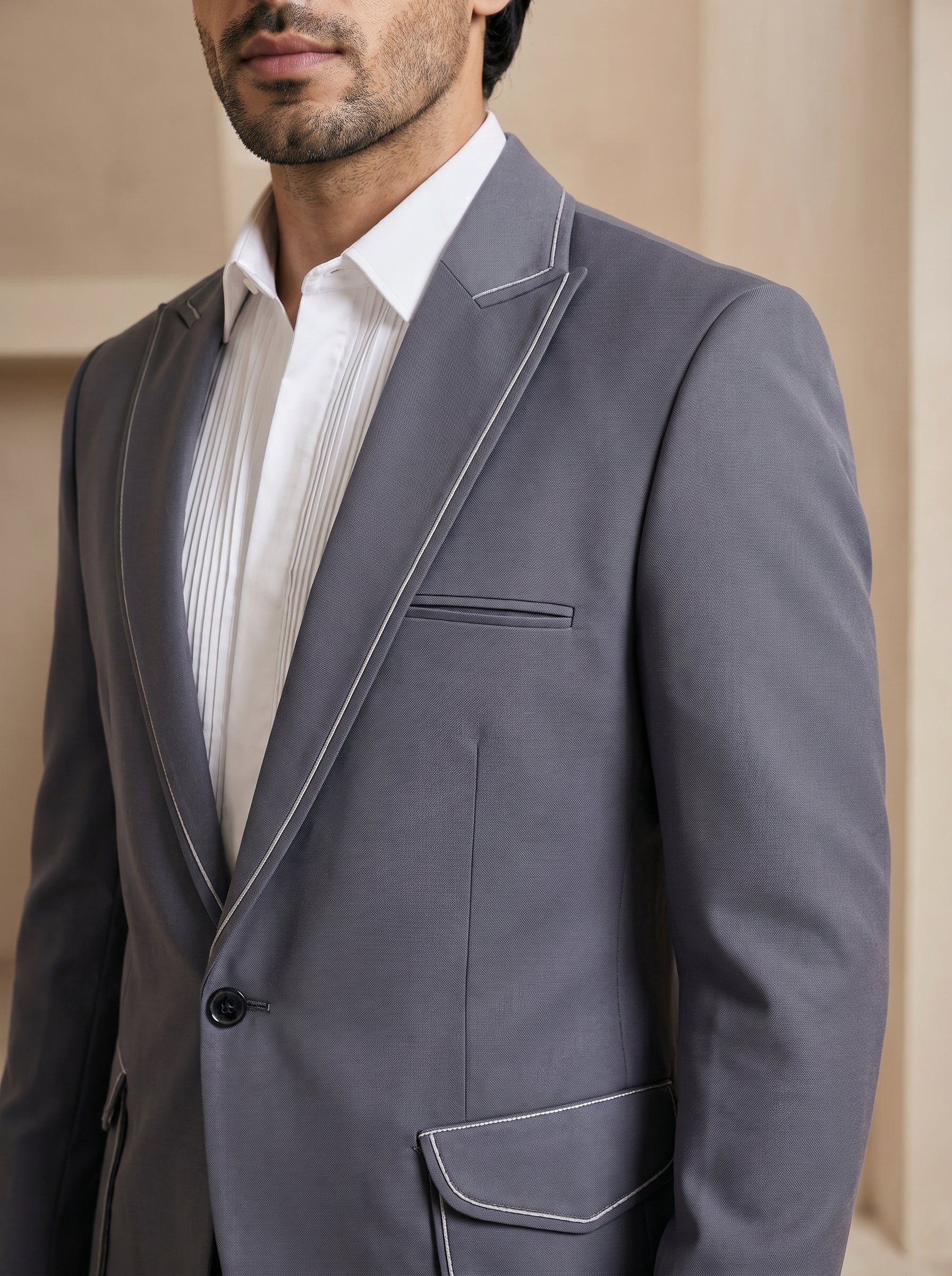 Grey Japanese Patch Pocket Suit