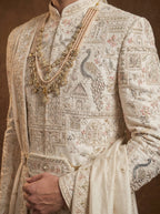 Silk Sherwani With Hand Embroidery