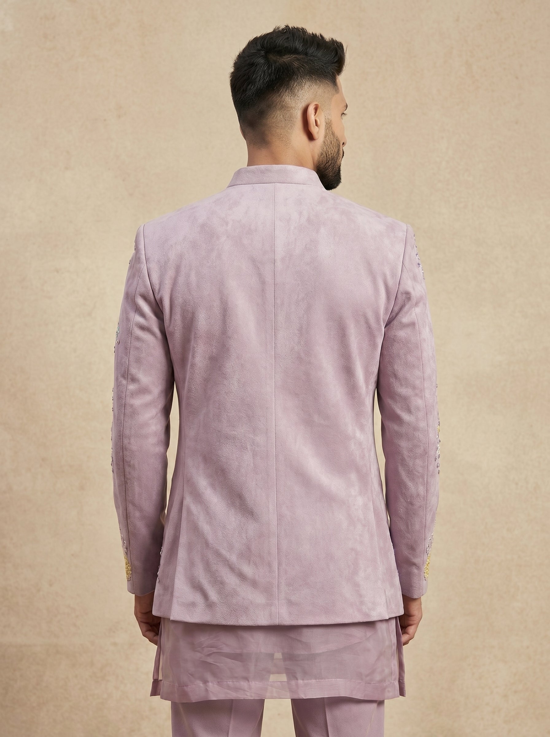 Velvet Multicolor Hand Embroidered Indo Western