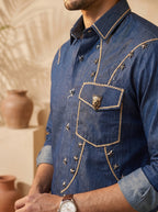 Hand embroidered designer shirts with same pants (SH-NU11)