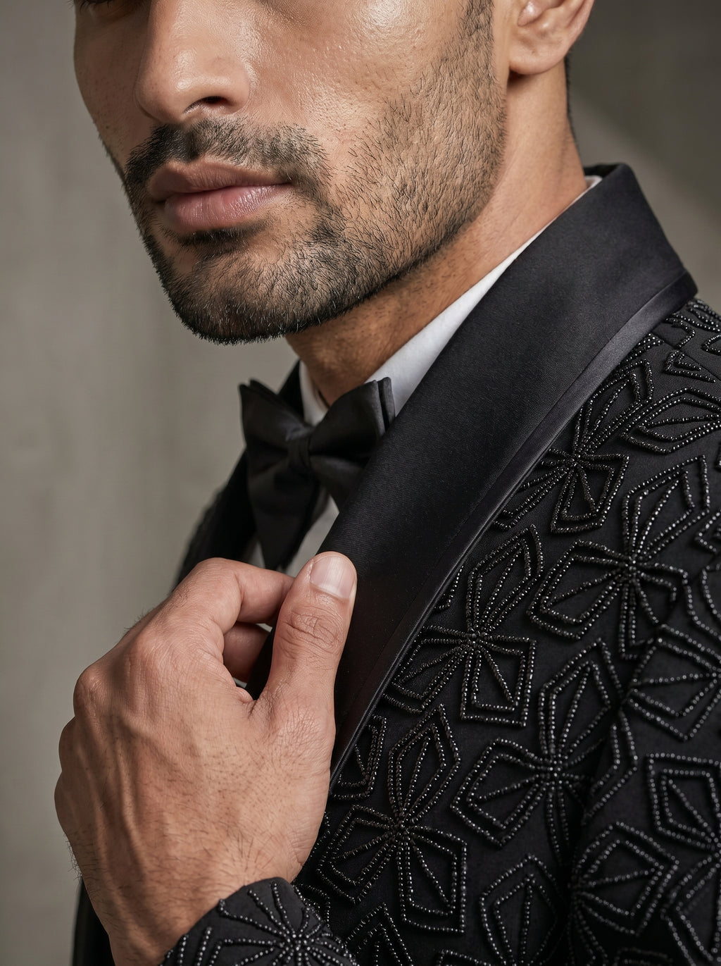 Black Japanese Hand Embroidered Tuxedo