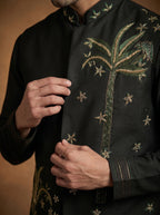 Hand Embroidered Silk Kurta Pajama Waistcoat Set