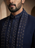 Blue hand Embroidered Indo Western