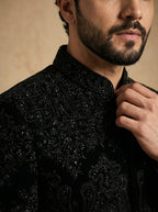 Indo Western with black and silver embroidery in ombre