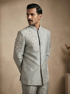Raw silk hand embroidered bandgala