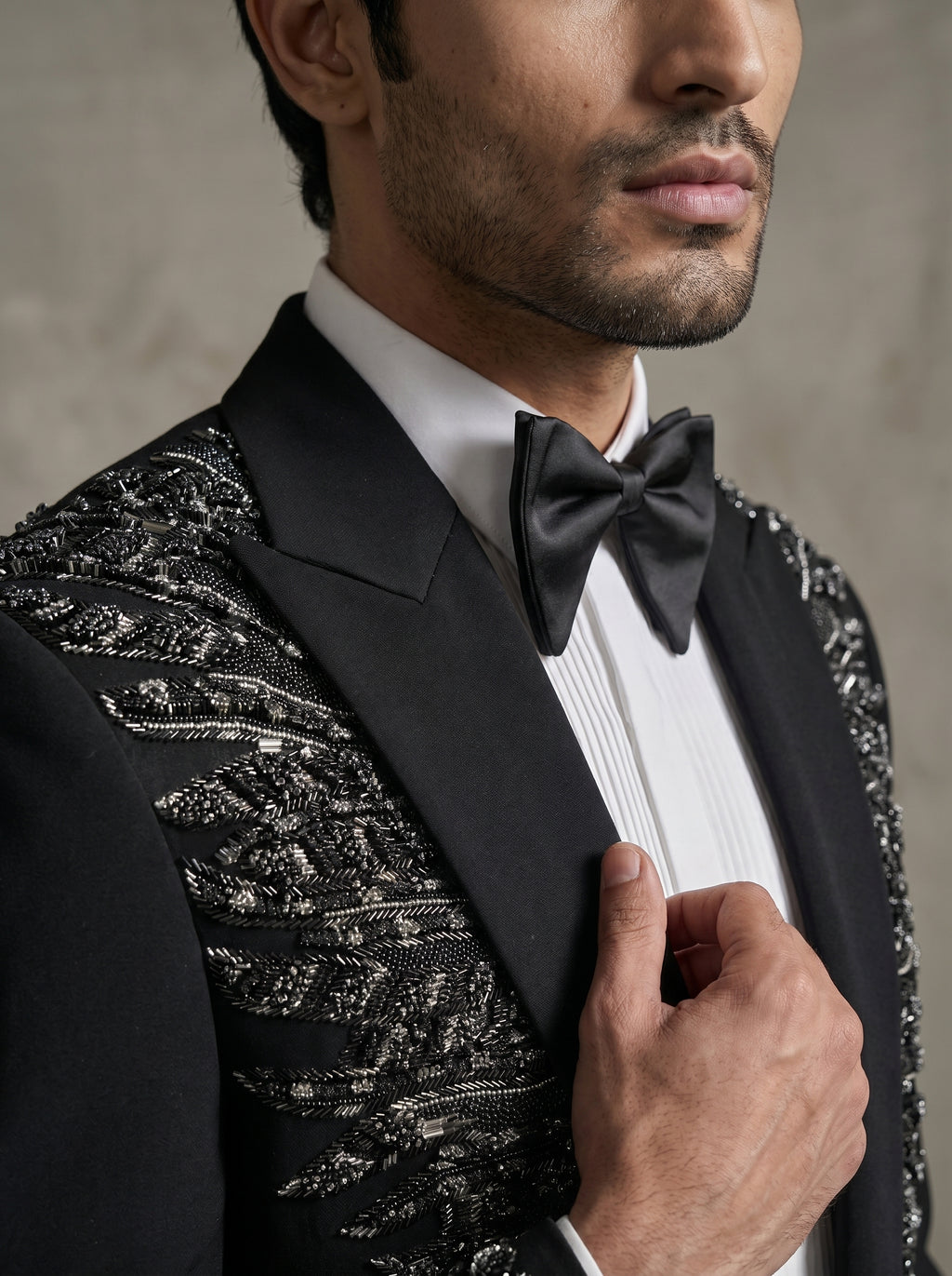 Black Japanese Hand Embroidered Tuxedo