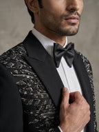 Black Japanese Hand Embroidered Tuxedo
