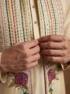 Hand Embroidered Silk Kurta Pajama Waistcoat Set