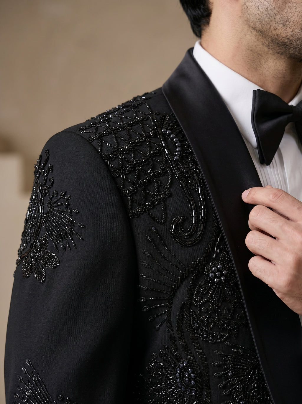 Black Japanese Hand Embroidered Tuxedo