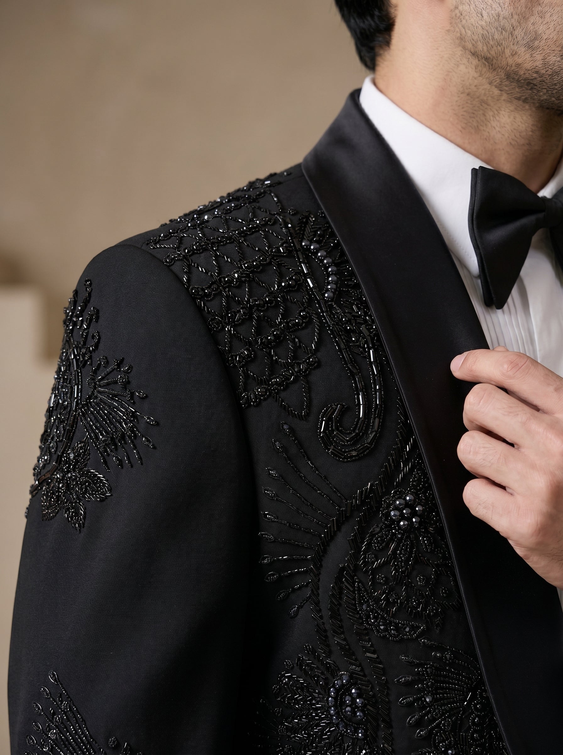 Black Japanese Hand Embroidered Tuxedo