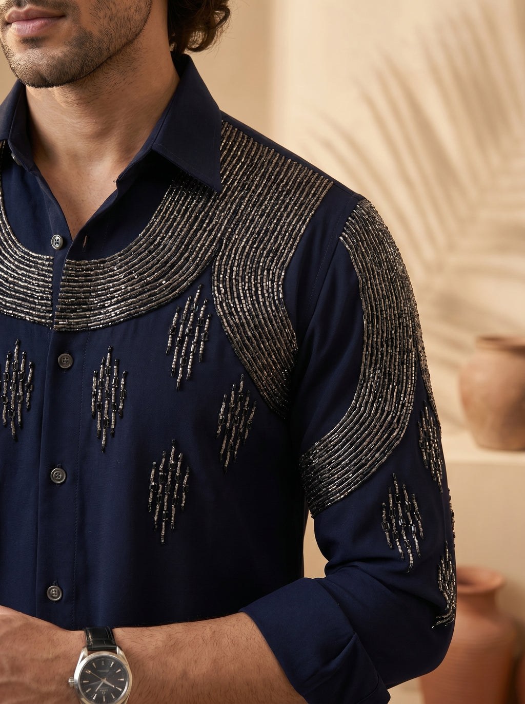 Hand embroidered designer shirts with same pants (SH-NU08)