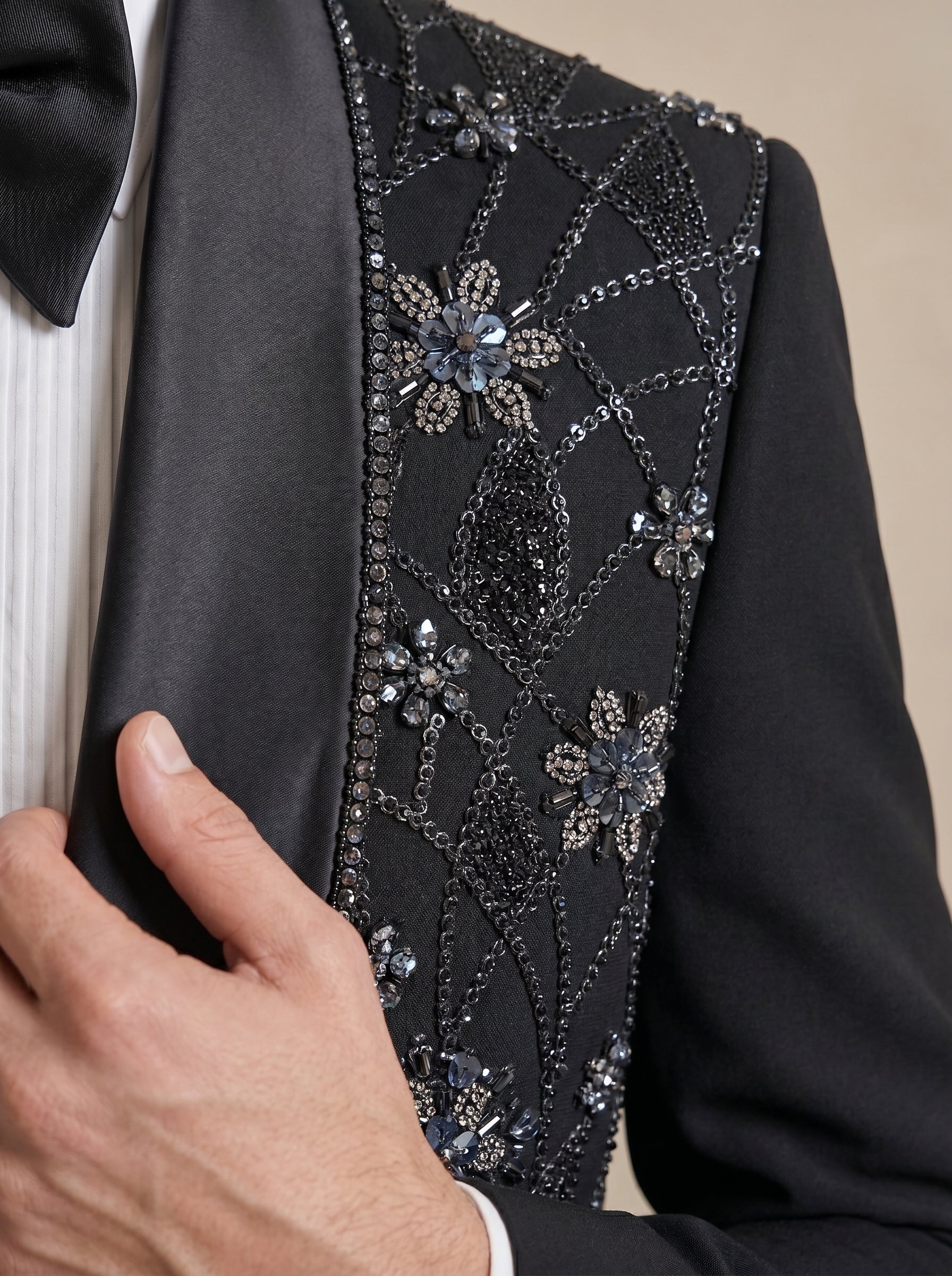 Black Japanese Hand Embroidered Tuxedo