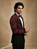 Black Japanese hand embroidered tuxedo