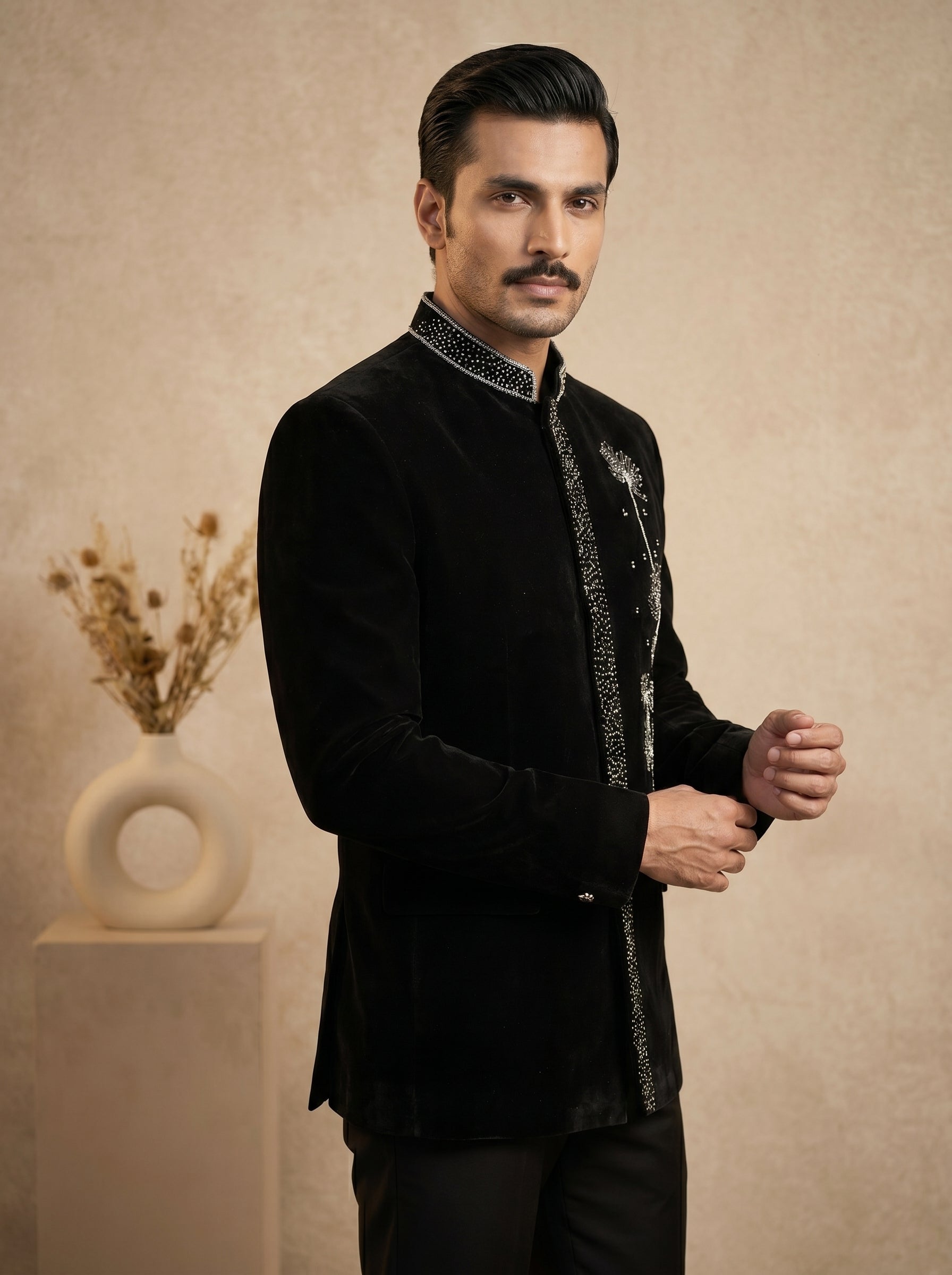 Velvet hand embroidered jodhpuri