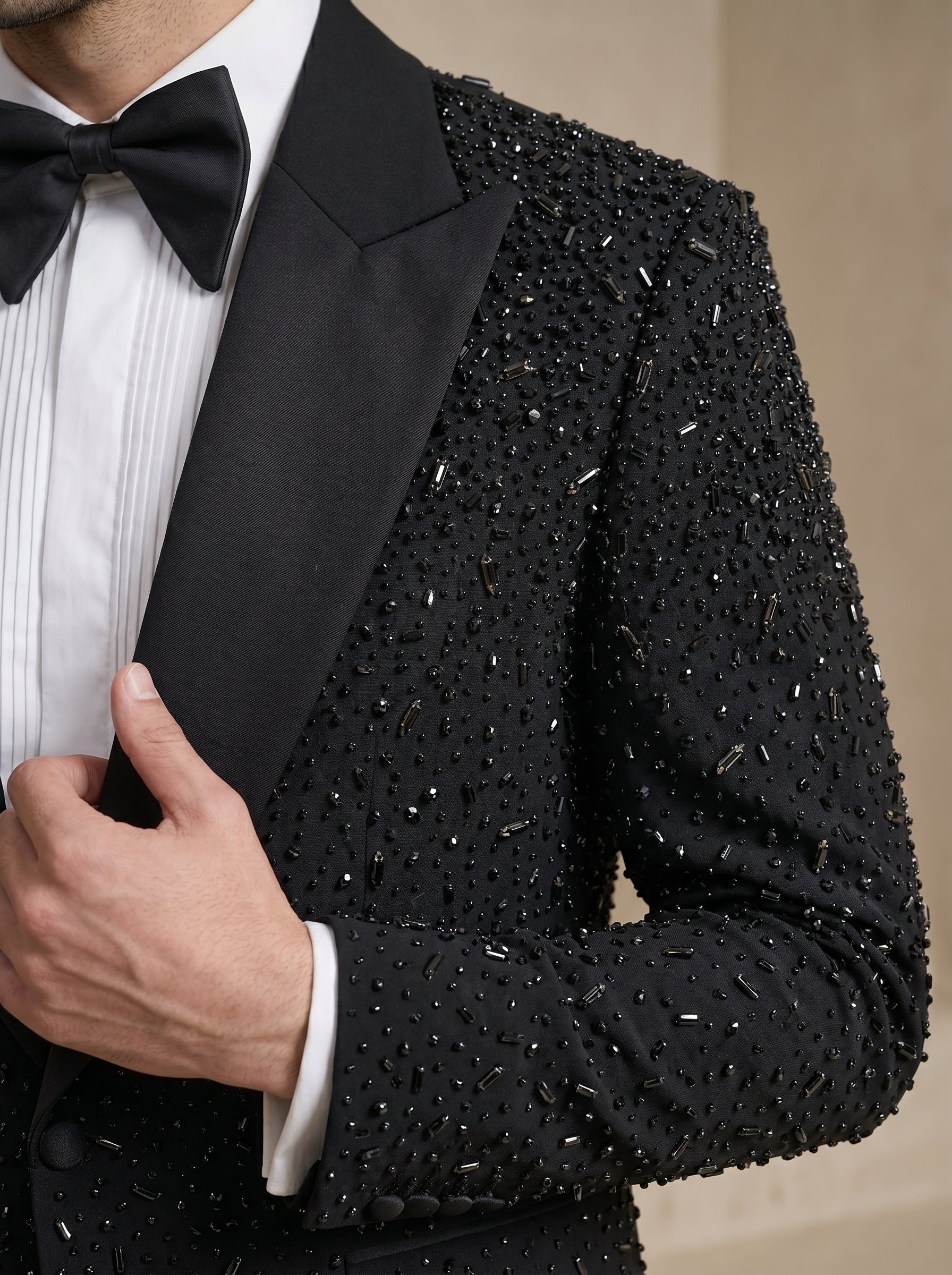Black Japanese Hand Embroidered Tuxedo