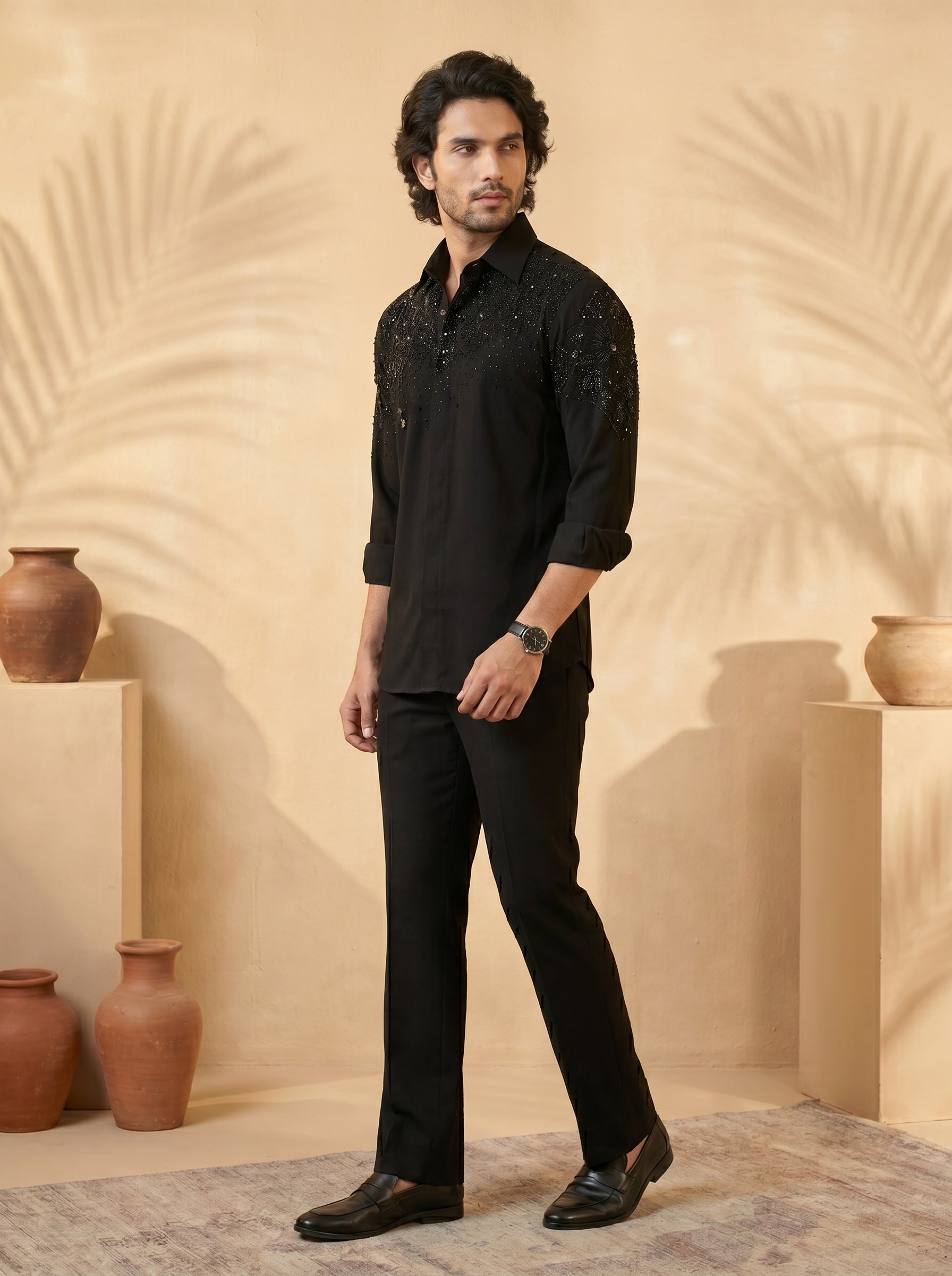Hand embroidered designer shirts with same pants (SH-NU06)