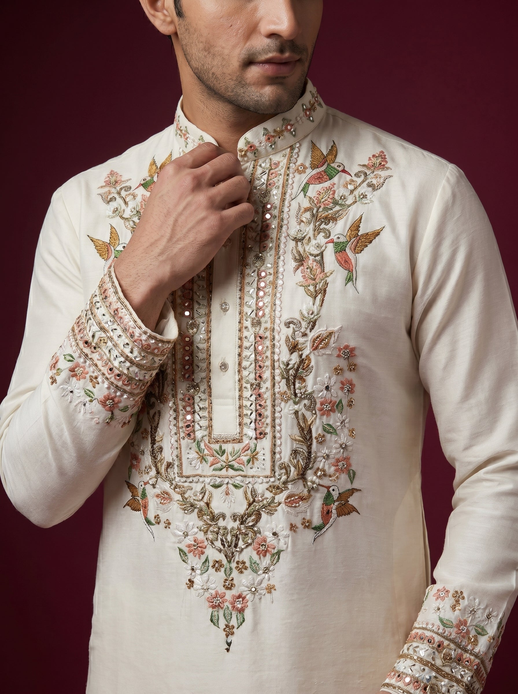 Japanese Hand Embroidered Kurta Pajama