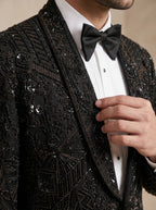 Black Japanese Hand Embroidered Tuxedo