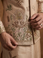 Hand Embroidered Silk Kurta Pajama Waistcoat Set