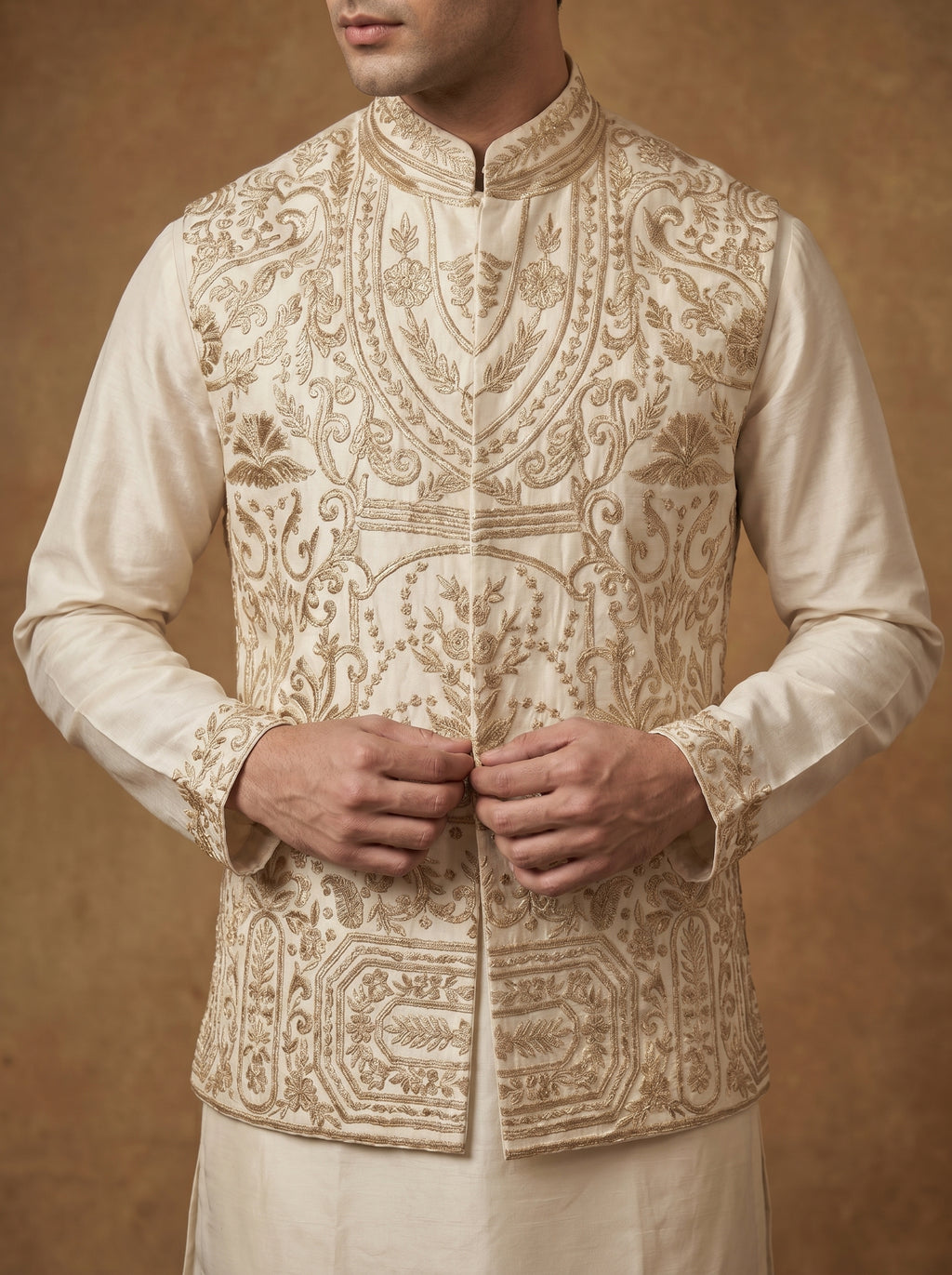 Silk Kurta Pajama Waistcoat Set