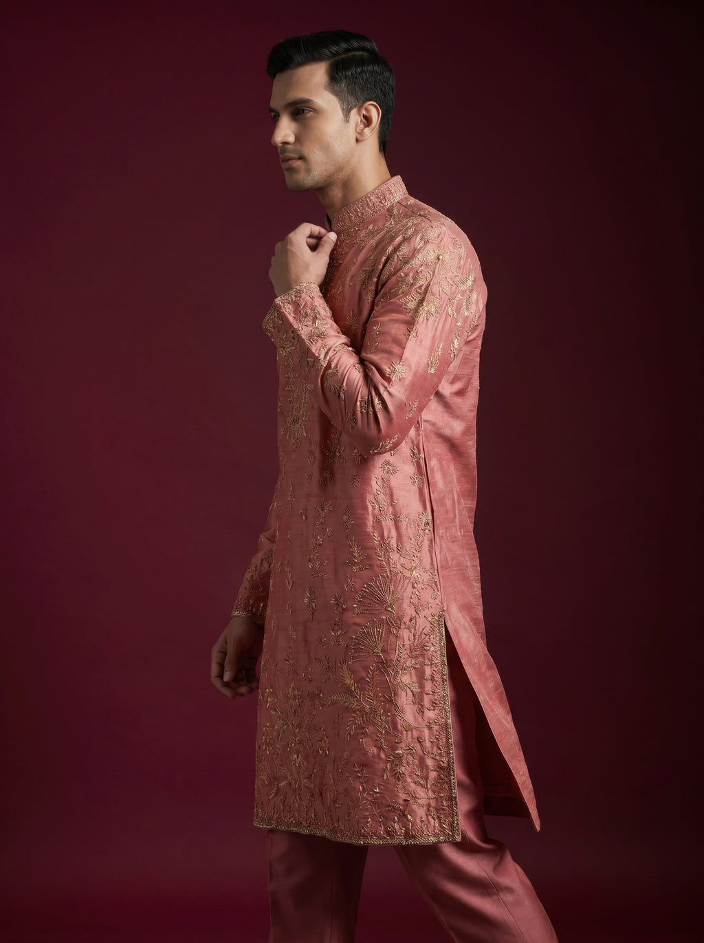 Tissue Fabric Hand Embroidered Kurta Pajama